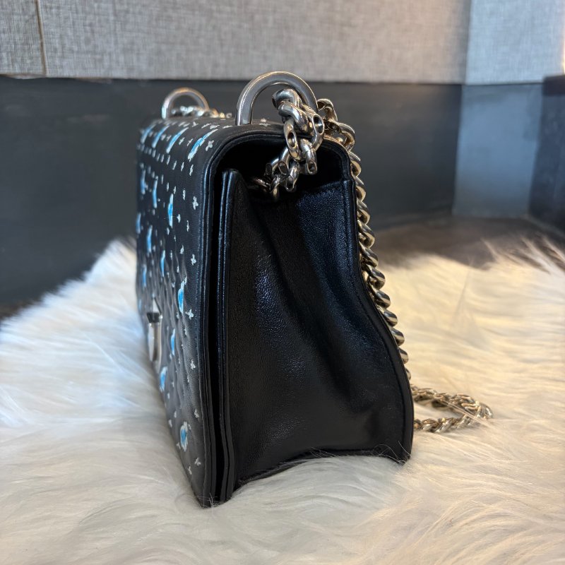 DIOR 小牛皮盾牌刺繡鏈包*黑色-3