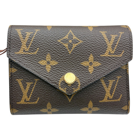 棕色 原花帆布 Victorine 三折短夾【LOUIS VUITTON LV 路易威登】 M62472