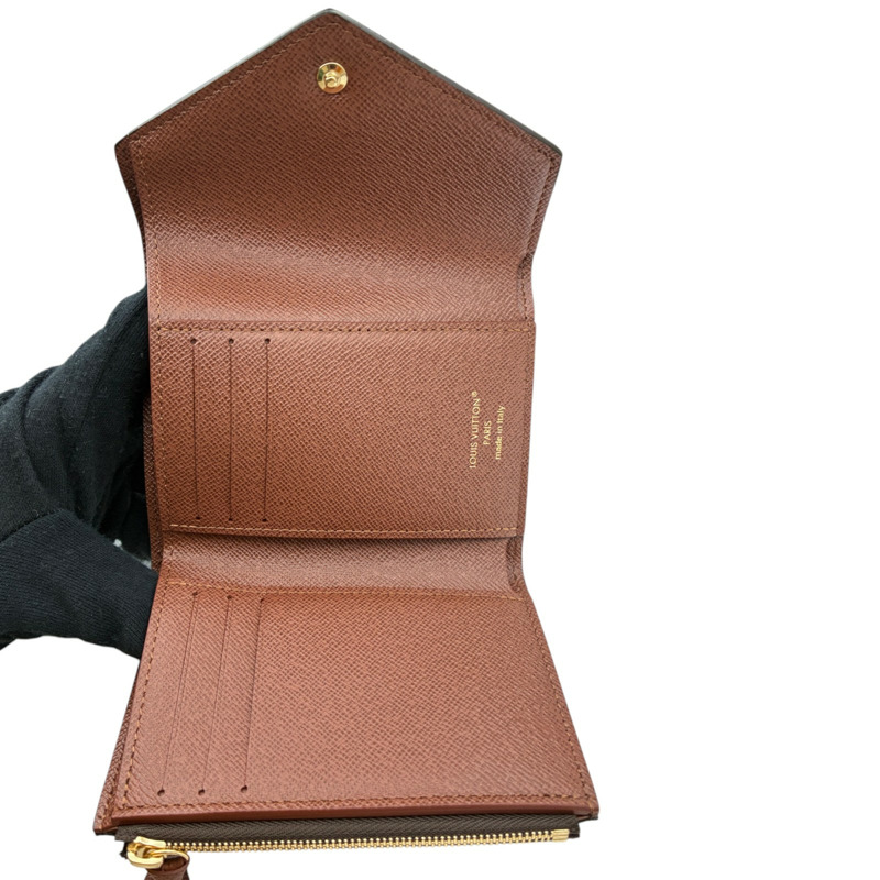 棕色 原花帆布 Victorine 三折短夾【LOUIS VUITTON LV 路易威登】 M62472-2
