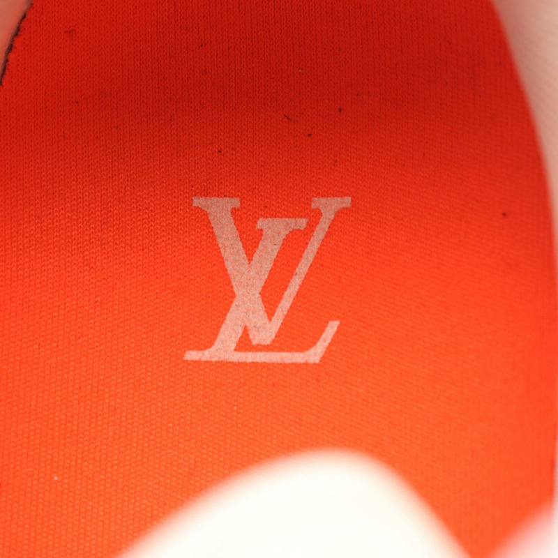 路易威登 LV 運動鞋系列 皮革布料 白色 橘色 二手 男款 #7-4