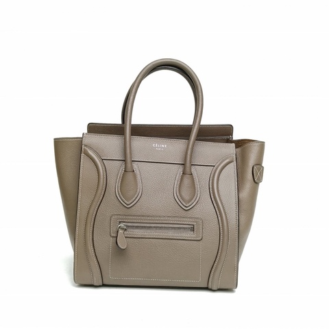 CELINE Luggage笑臉包Micro26灰色牛皮手提包