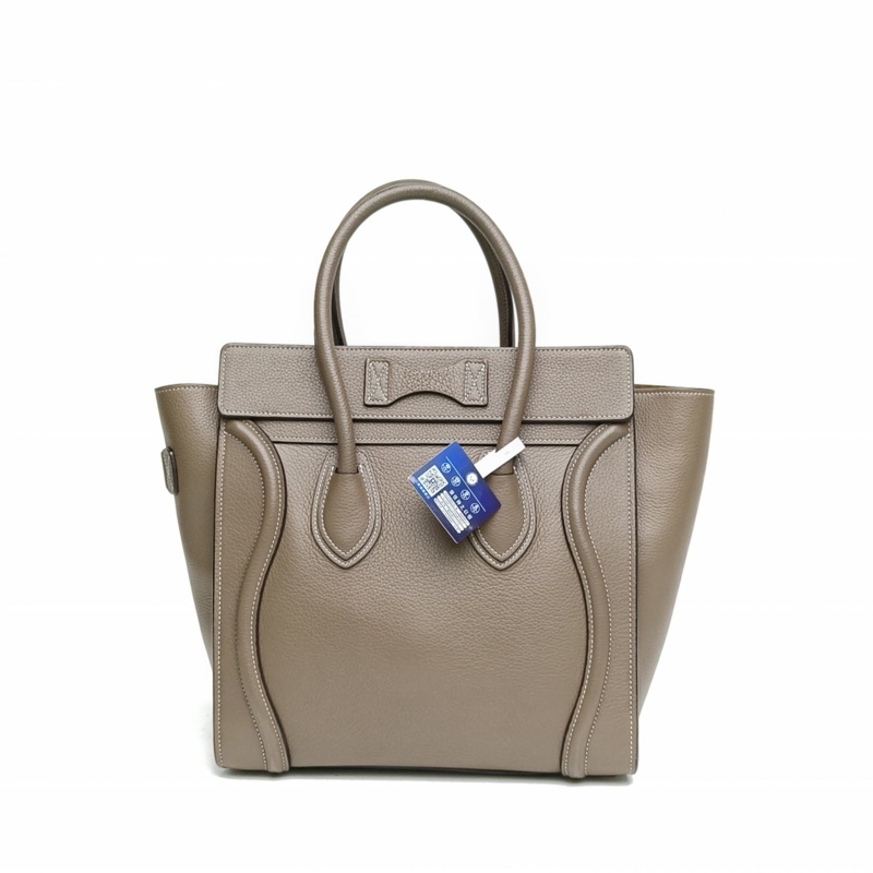 CELINE Luggage笑臉包Micro26灰色牛皮手提包-2