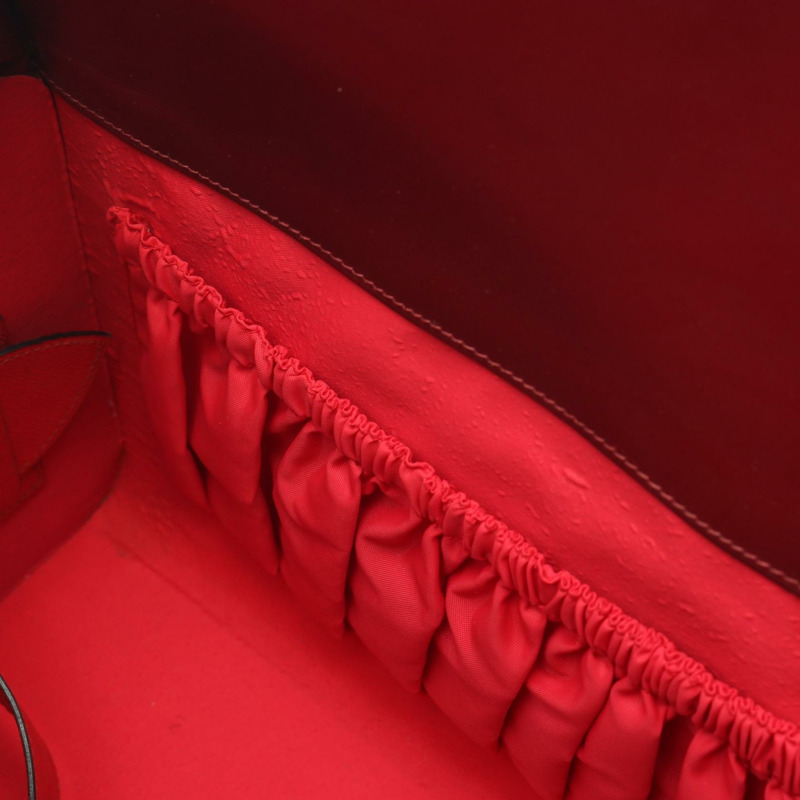 HERMES Cosmos 單肩包 Toile 官帆布皮革 米色 Rouge H 二手 GHW-8