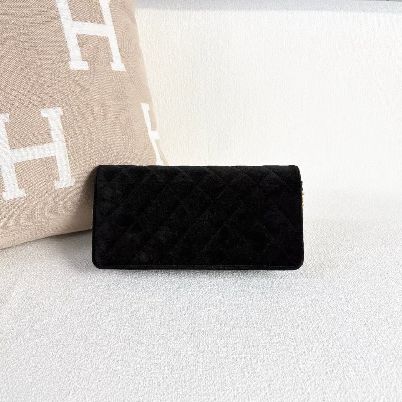 Chanel 黑金菱格紋絲絨腋下包 22*11*6 98新配件塵袋-5