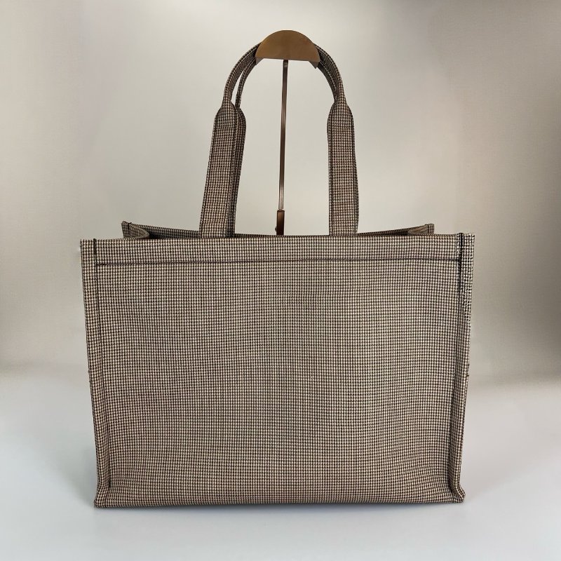CELINE 綠色千鳥格帆布凱旋門托特包-1