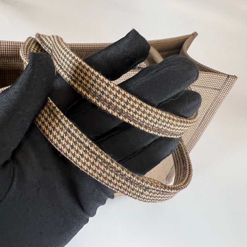 CELINE 綠色千鳥格帆布凱旋門托特包-7