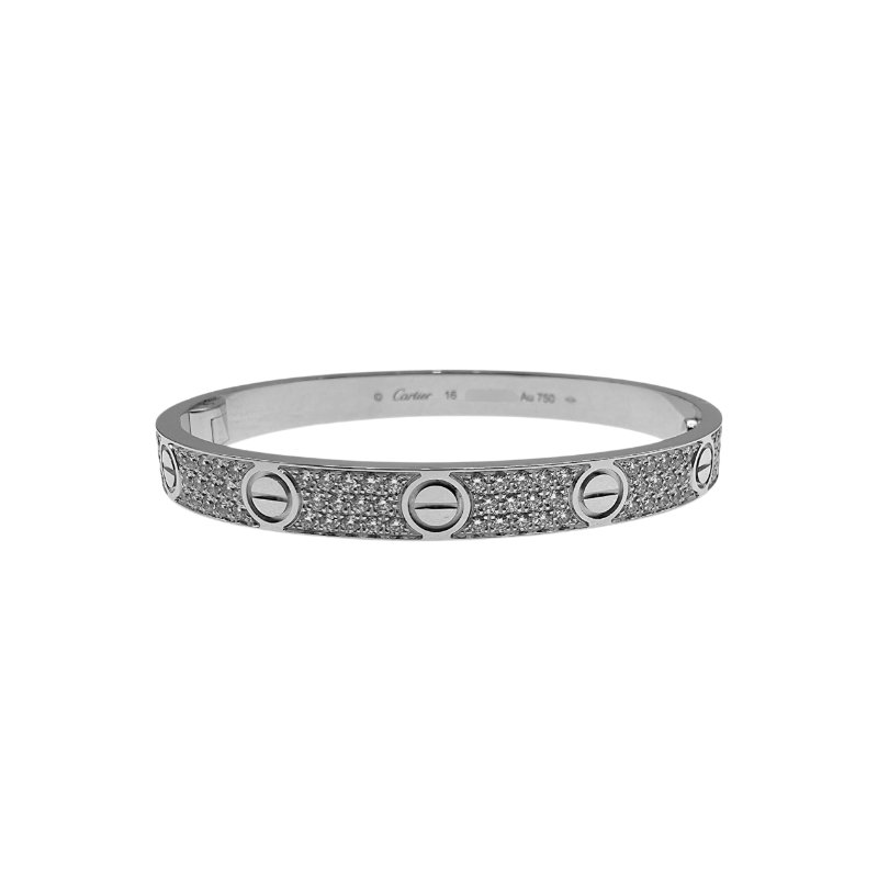 Cartier 卡地亞 Love 18K白金 (新款) 寬版滿天星鑽石手環 Size 16 Bracelet-0