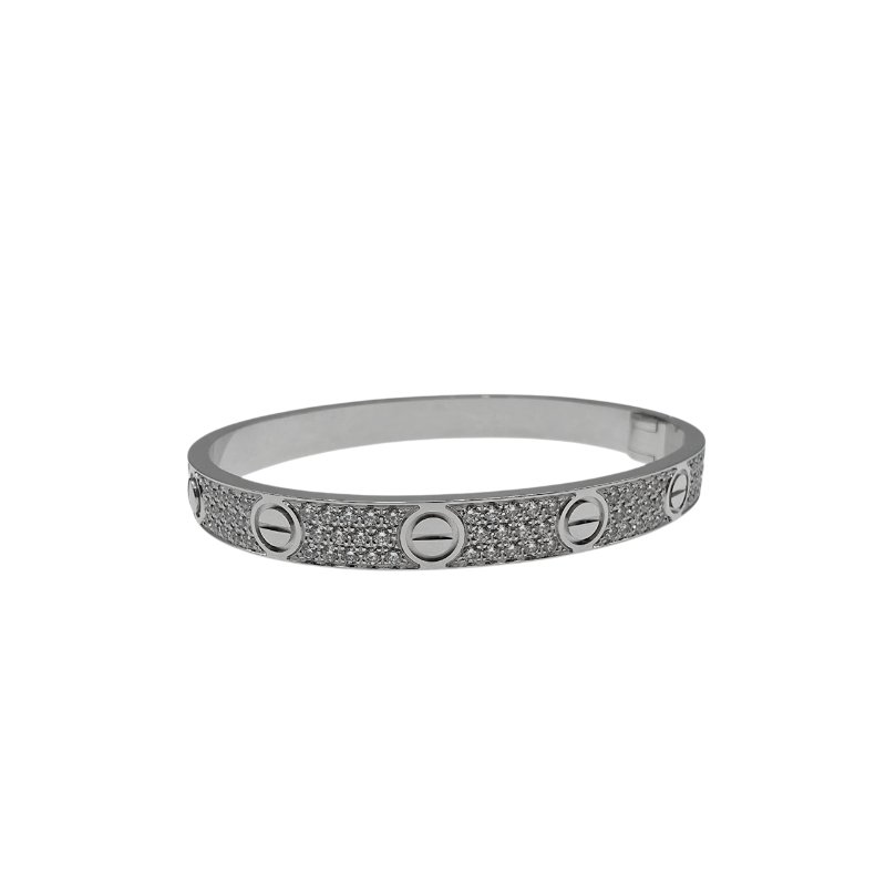 Cartier 卡地亞 Love 18K白金 (新款) 寬版滿天星鑽石手環 Size 16 Bracelet-1