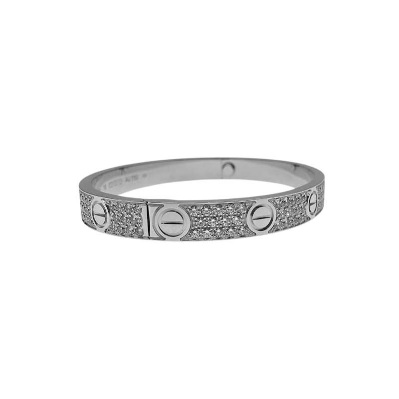 Cartier 卡地亞 Love 18K白金 (新款) 寬版滿天星鑽石手環 Size 16 Bracelet-2