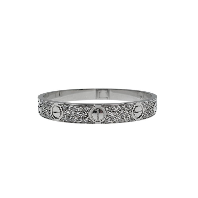 Cartier 卡地亞 Love 18K白金 (新款) 寬版滿天星鑽石手環 Size 16 Bracelet-3