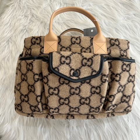 Gucci 絨布 滿版 小手提包