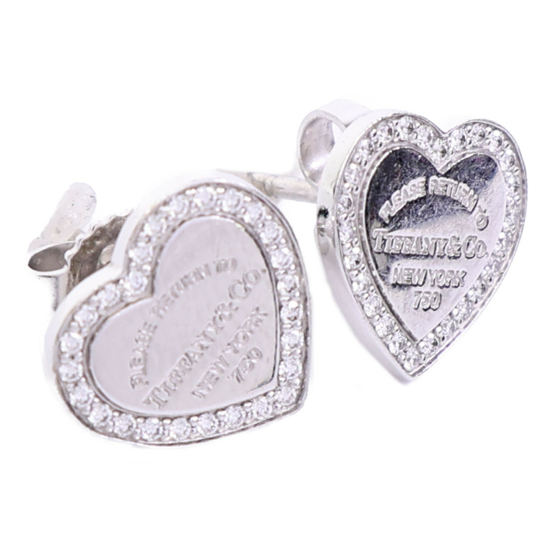 TIFFANY&CO 18K白金Return To Tiffany Heart Tag鑽石耳環-1