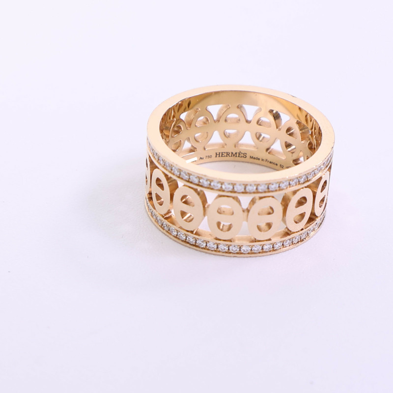 HERMES 18K玫瑰金Chaine D'Ancre Divine Ring戒指-3