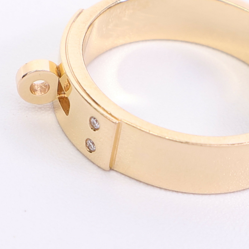HERMES 18K玫瑰金Kelly Diamond鑽石戒指-5