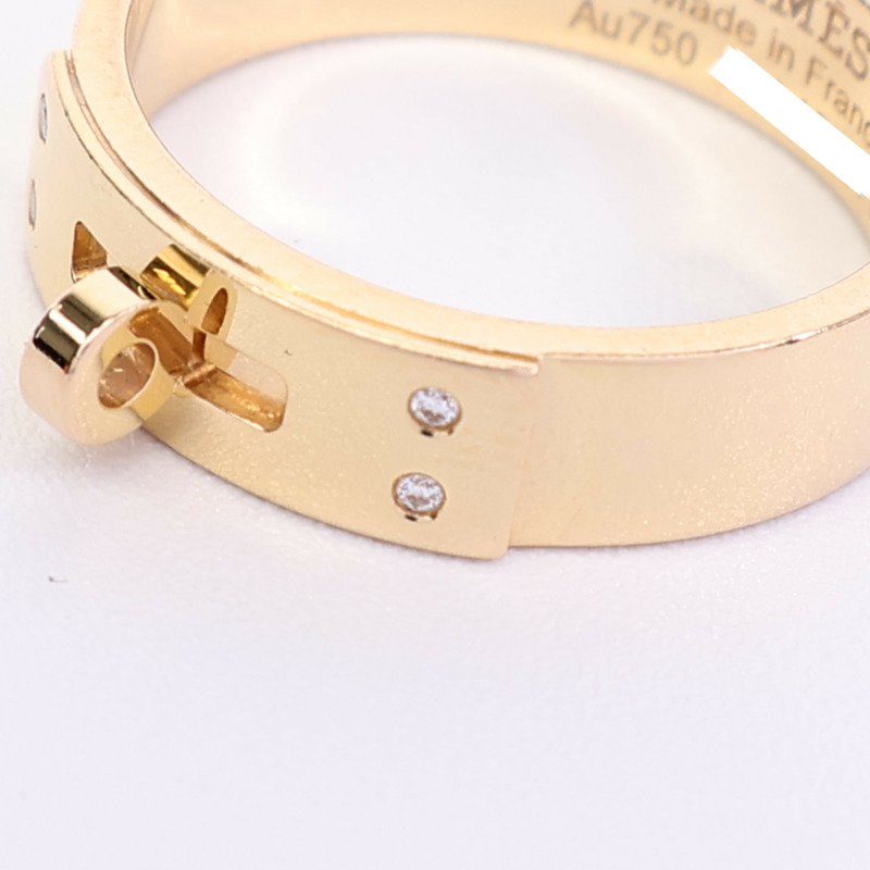 HERMES 18K玫瑰金Kelly Diamond鑽石戒指-6