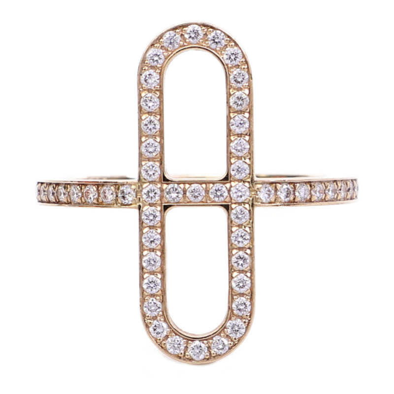 HERMES 18K玫瑰金Ever Chaine D'ancre Ring鑽石戒指-1