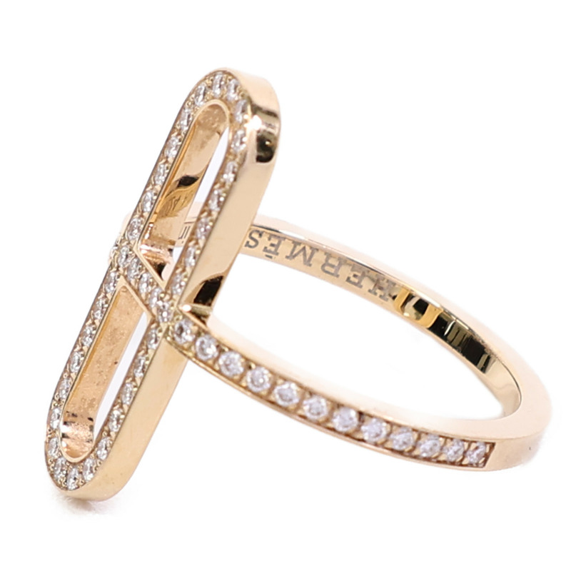 HERMES 18K玫瑰金Ever Chaine D'ancre Ring鑽石戒指-2