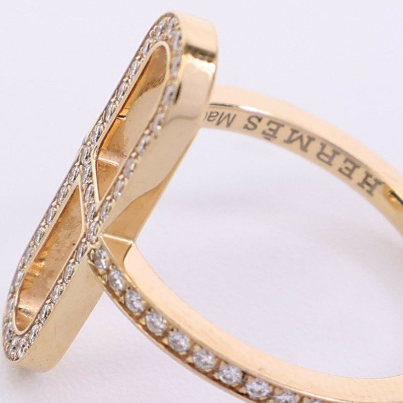 HERMES 18K玫瑰金Ever Chaine D'ancre Ring鑽石戒指-4