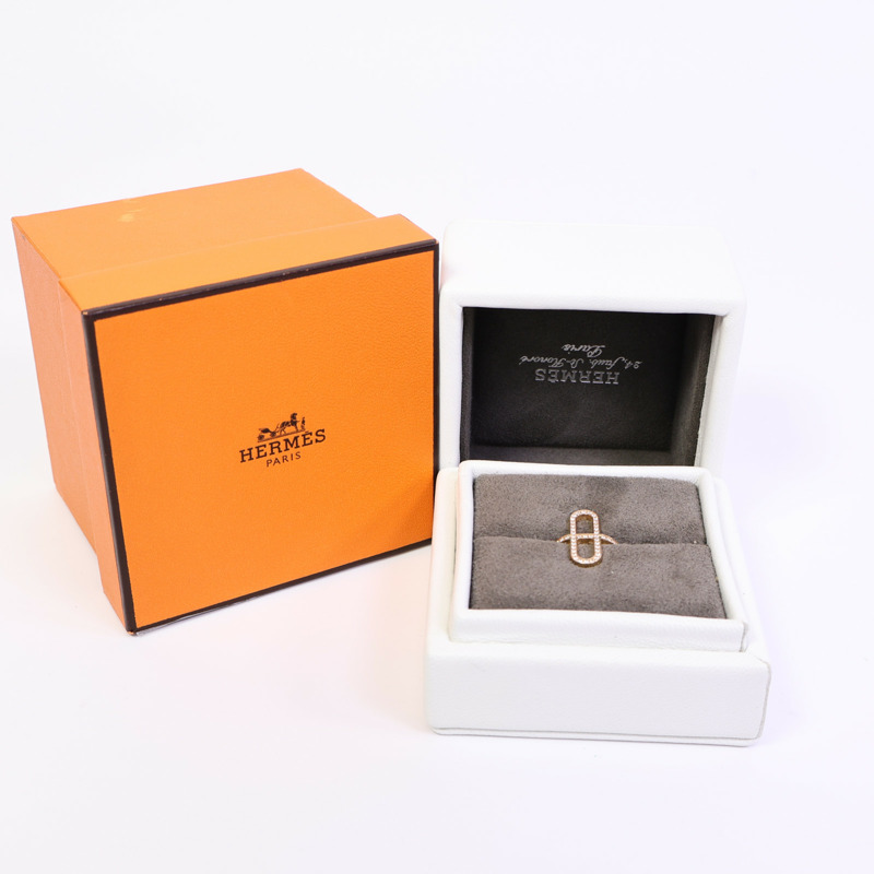 HERMES 18K玫瑰金Ever Chaine D'ancre Ring鑽石戒指-9