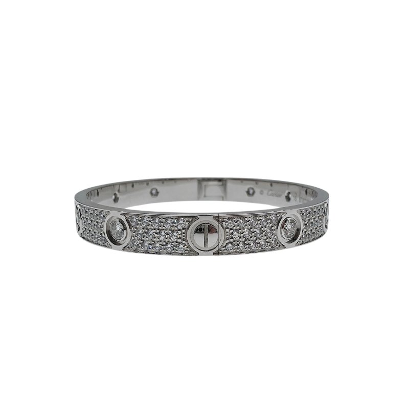 【新款🏵到貨】 Cartier 卡地亞 Love 18K白金 (新款)寬版全鑽石手環 Size 16 Bracelet-1