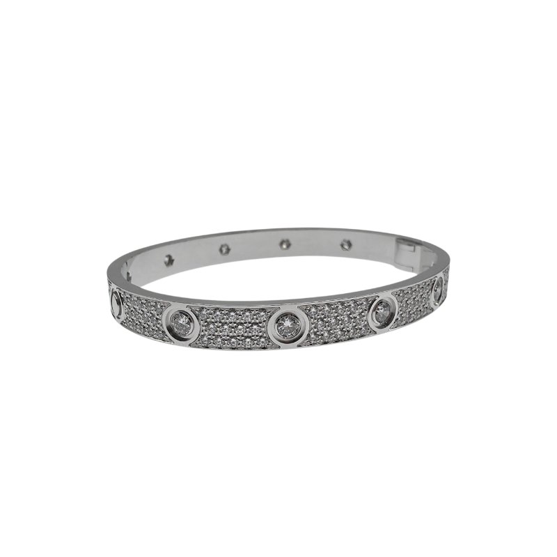 【新款🏵到貨】 Cartier 卡地亞 Love 18K白金 (新款)寬版全鑽石手環 Size 16 Bracelet-2