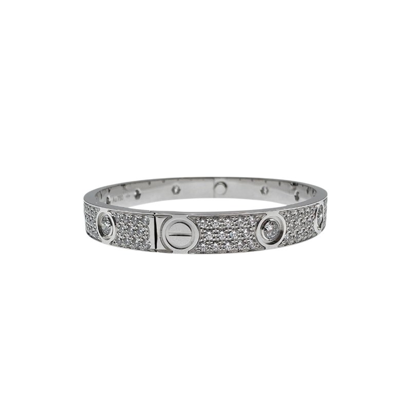【新款🏵到貨】 Cartier 卡地亞 Love 18K白金 (新款)寬版全鑽石手環 Size 16 Bracelet-3