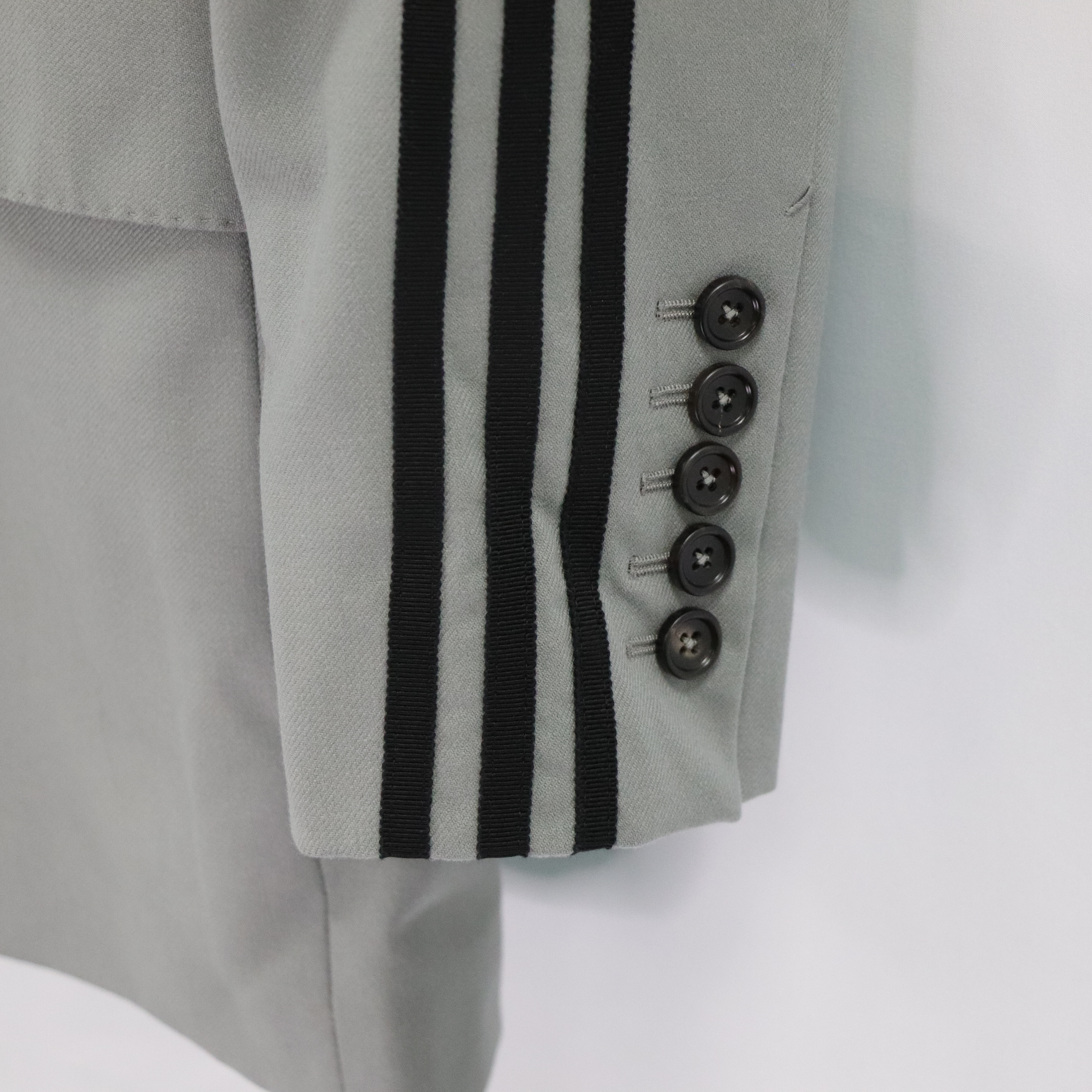 GUCCI x ADIDAS 灰色 羊毛 運動 三葉草條紋 西裝外套 720173 ZAD94-8