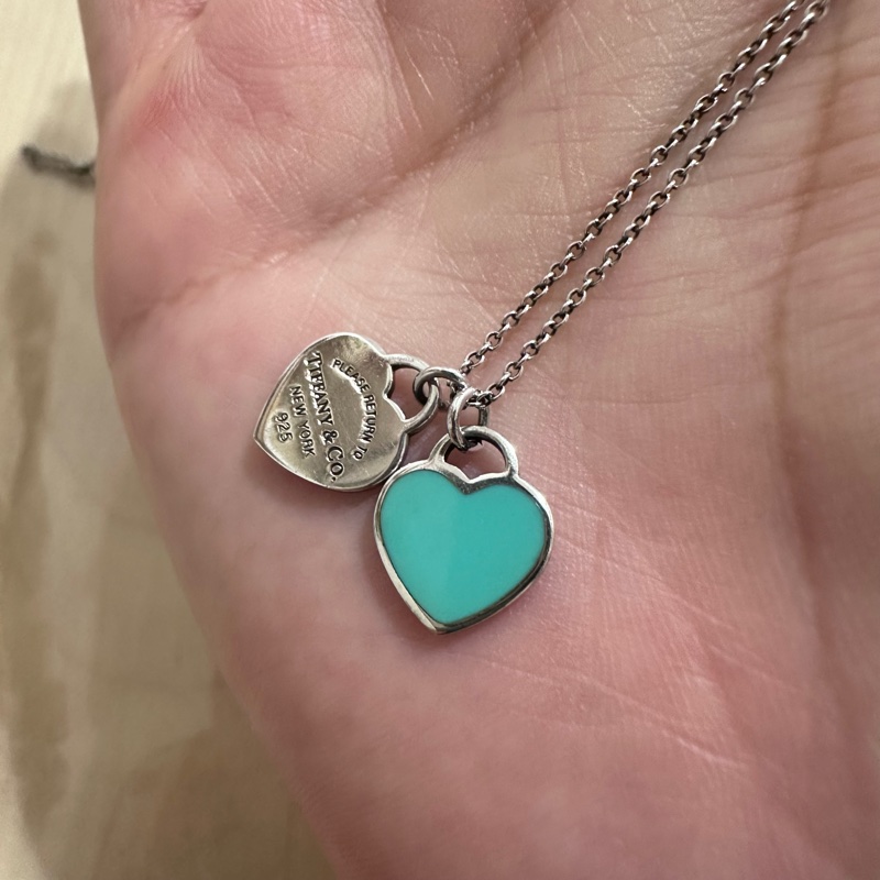 Return to Tiffany™ 迷你雙重心形吊飾鏈墜(藍色)-1