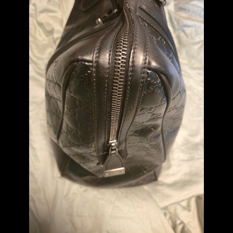 GUCCI 黑色 GUCCISSIMA皮革GG logo壓紋大型旅行袋 (guccissima 146204)-3
