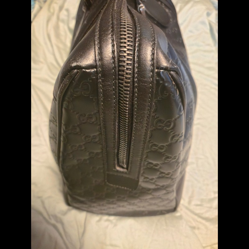 GUCCI 黑色 GUCCISSIMA皮革GG logo壓紋大型旅行袋 (guccissima 146204)-4