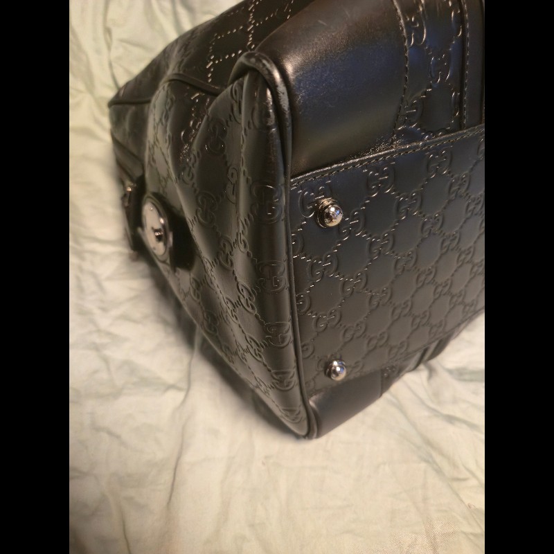 GUCCI 黑色 GUCCISSIMA皮革GG logo壓紋大型旅行袋 (guccissima 146204)-8