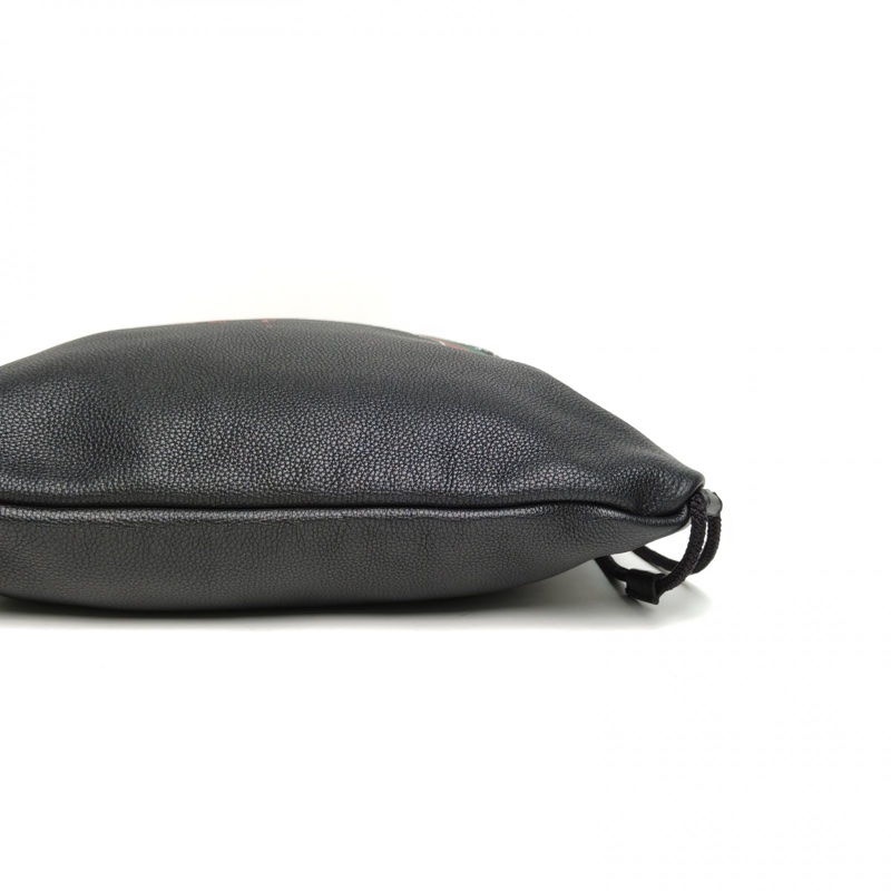 GUCCI Printleather抽繩雙肩包中號黑色牛皮-3