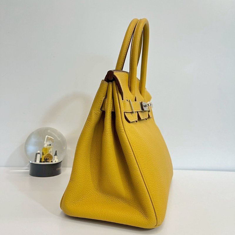 Hermes Birkin30 琥珀黃 玉米黃 銀釦-3