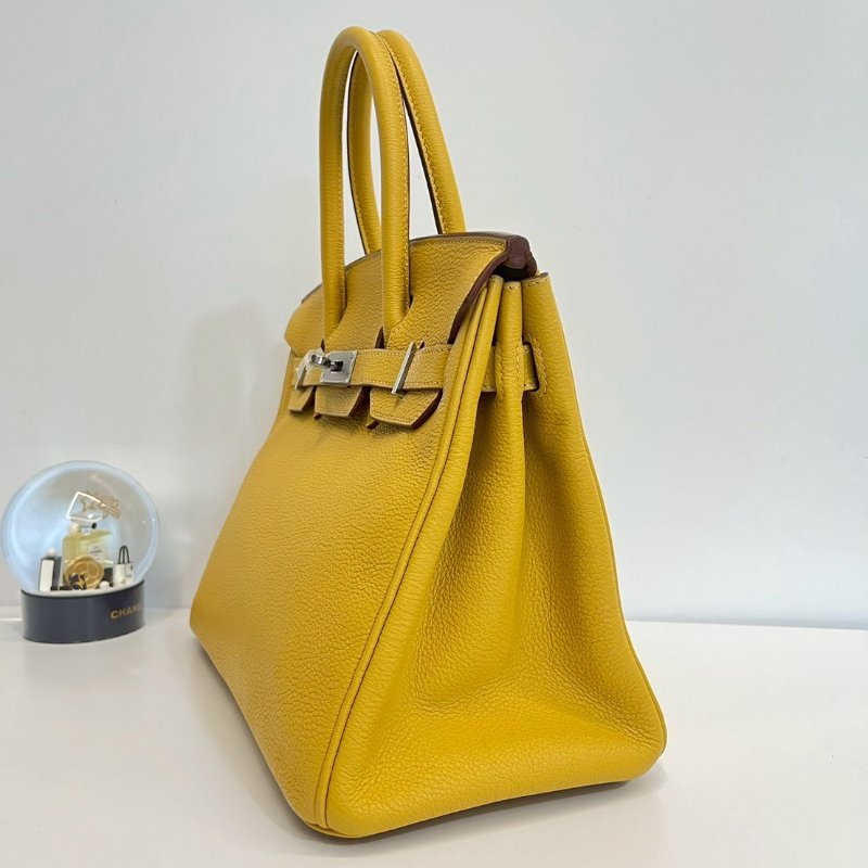 Hermes Birkin30 琥珀黃 玉米黃 銀釦-5