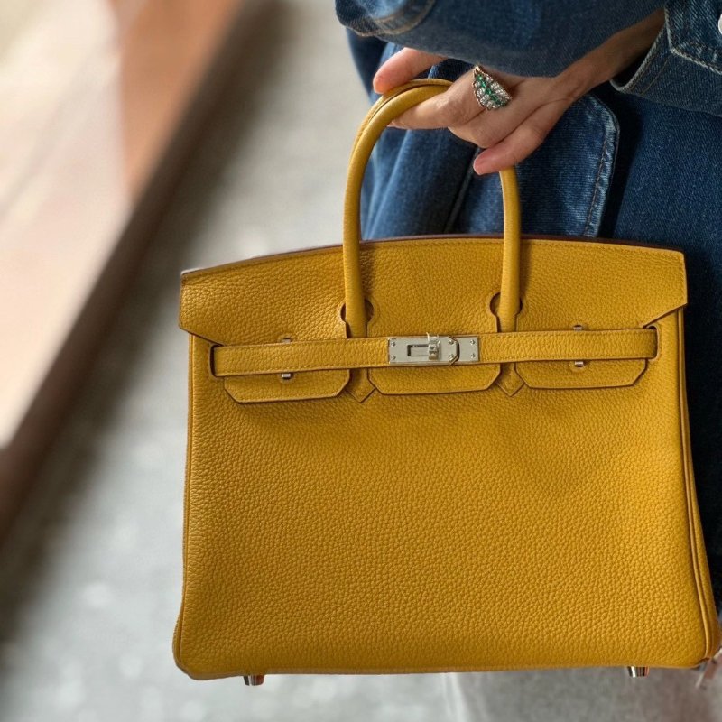 Hermes Birkin30 琥珀黃 玉米黃 銀釦-6