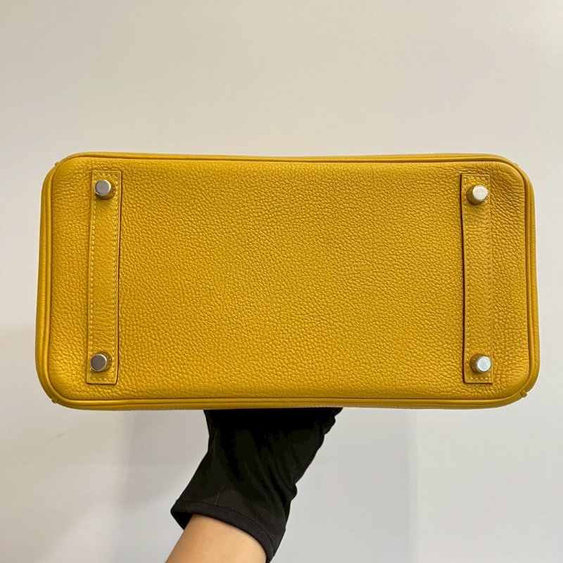 Hermes Birkin30 琥珀黃 玉米黃 銀釦-7