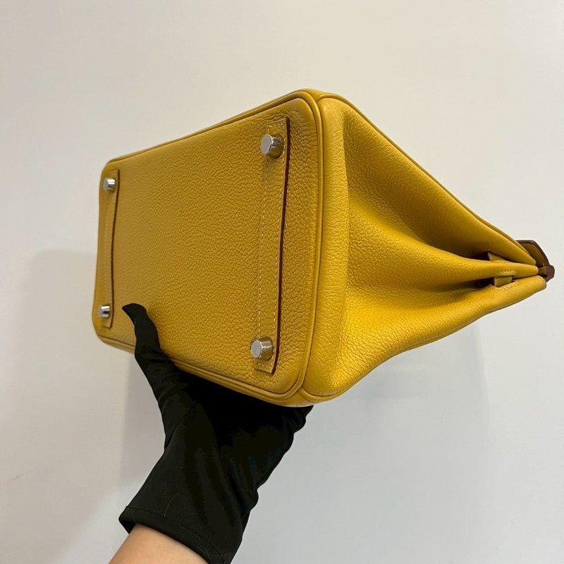 Hermes Birkin30 琥珀黃 玉米黃 銀釦-9