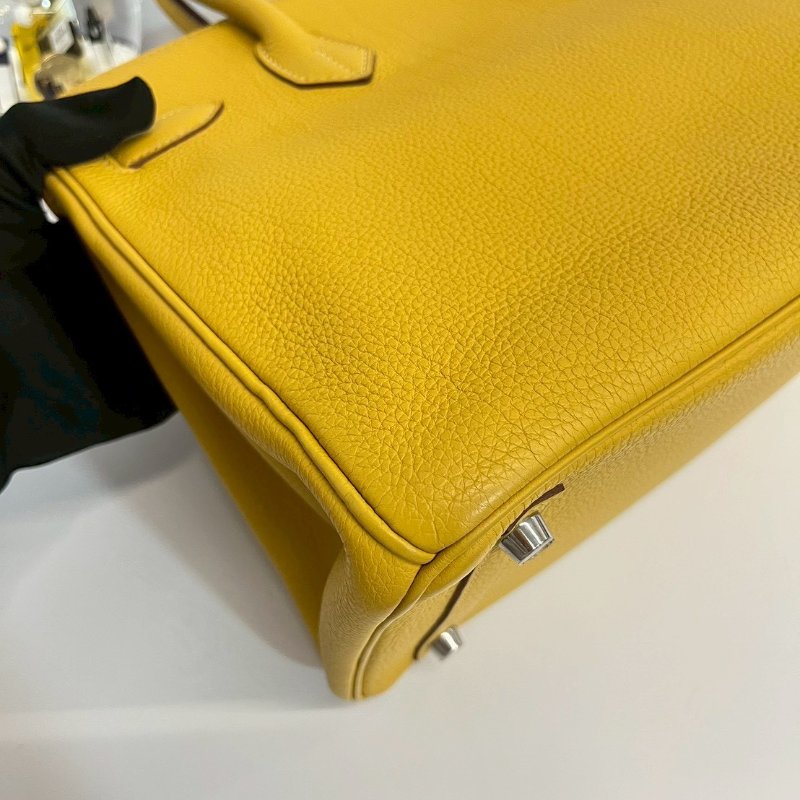 Hermes Birkin30 琥珀黃 玉米黃 銀釦-12