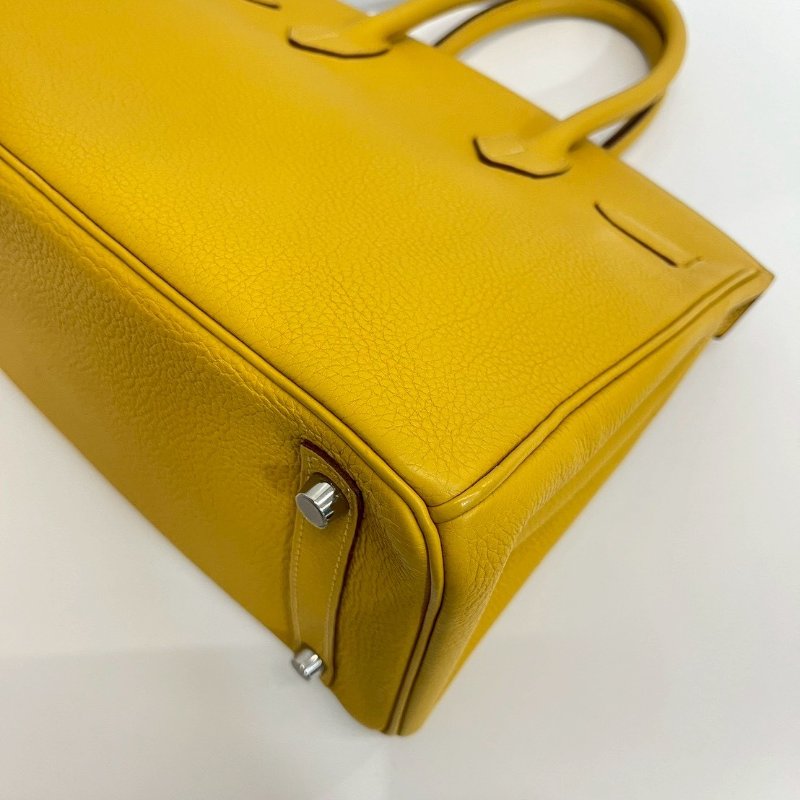 Hermes Birkin30 琥珀黃 玉米黃 銀釦-13