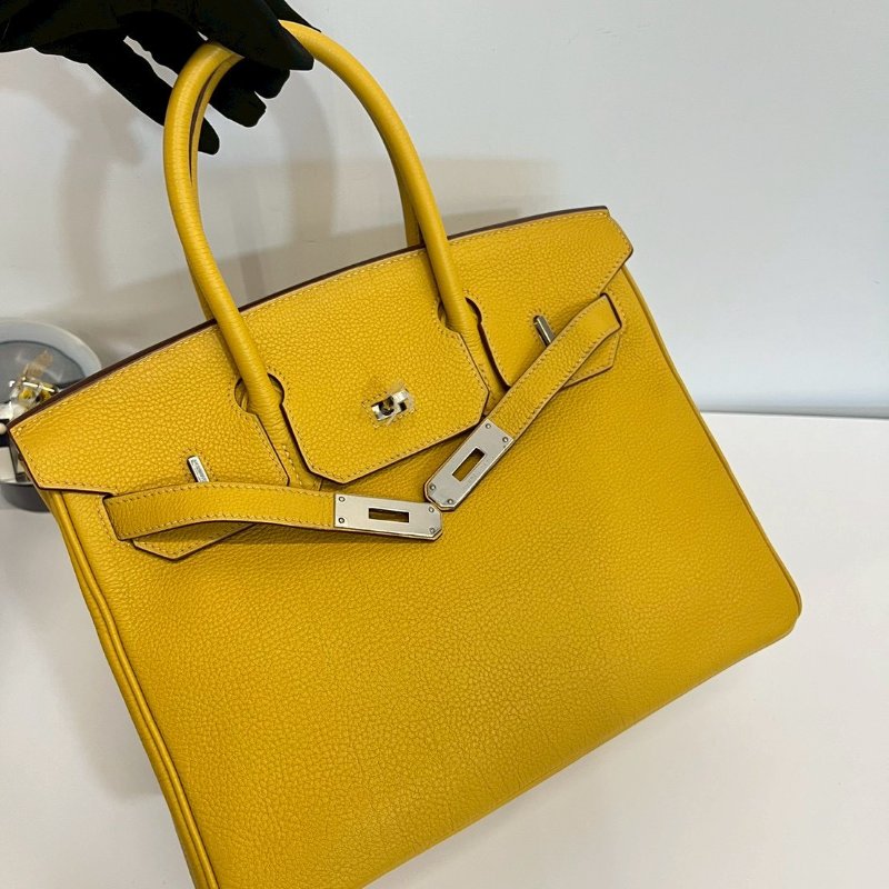 Hermes Birkin30 琥珀黃 玉米黃 銀釦-18