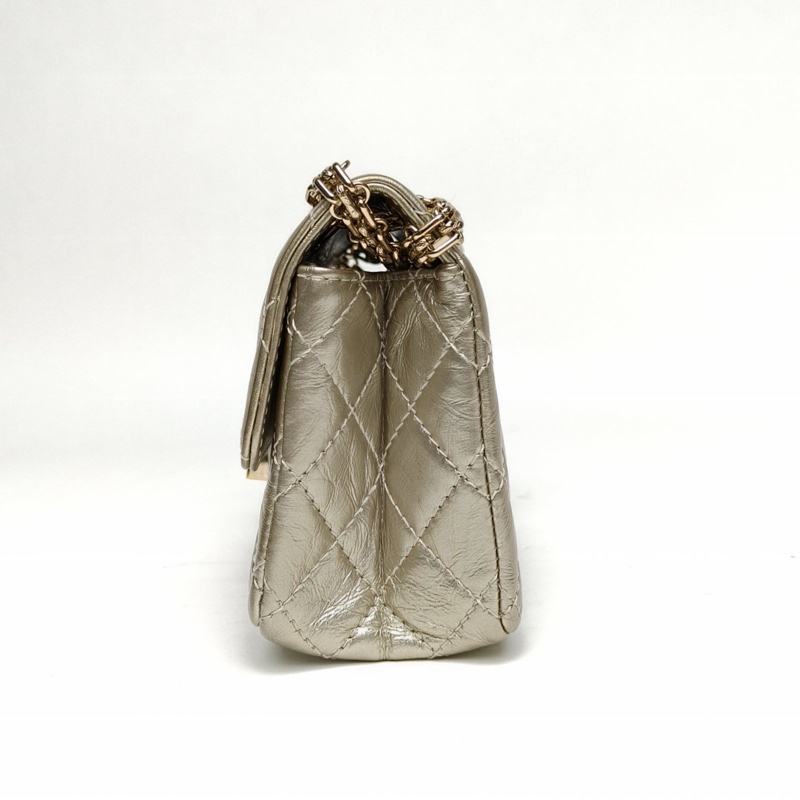 CHANEL 2.55口蓋包迷你20金色牛皮30開金扣肩背包-1