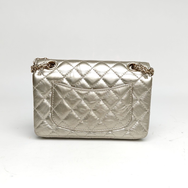 CHANEL 2.55口蓋包迷你20金色牛皮30開金扣肩背包-2