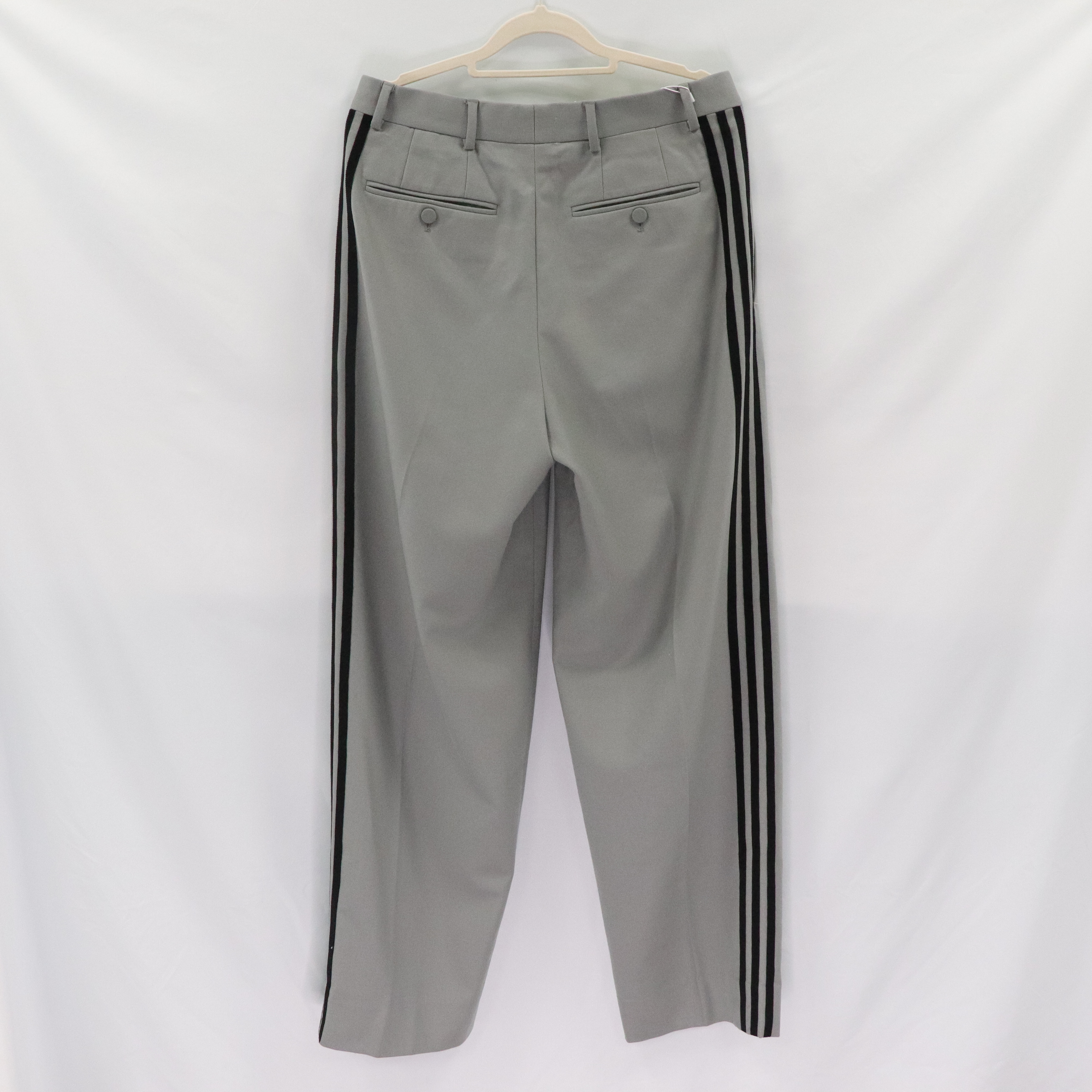 GUCCI x ADIDAS 灰色 羊毛 運動 三葉草條紋 西裝長褲 720173 ZAD94-1