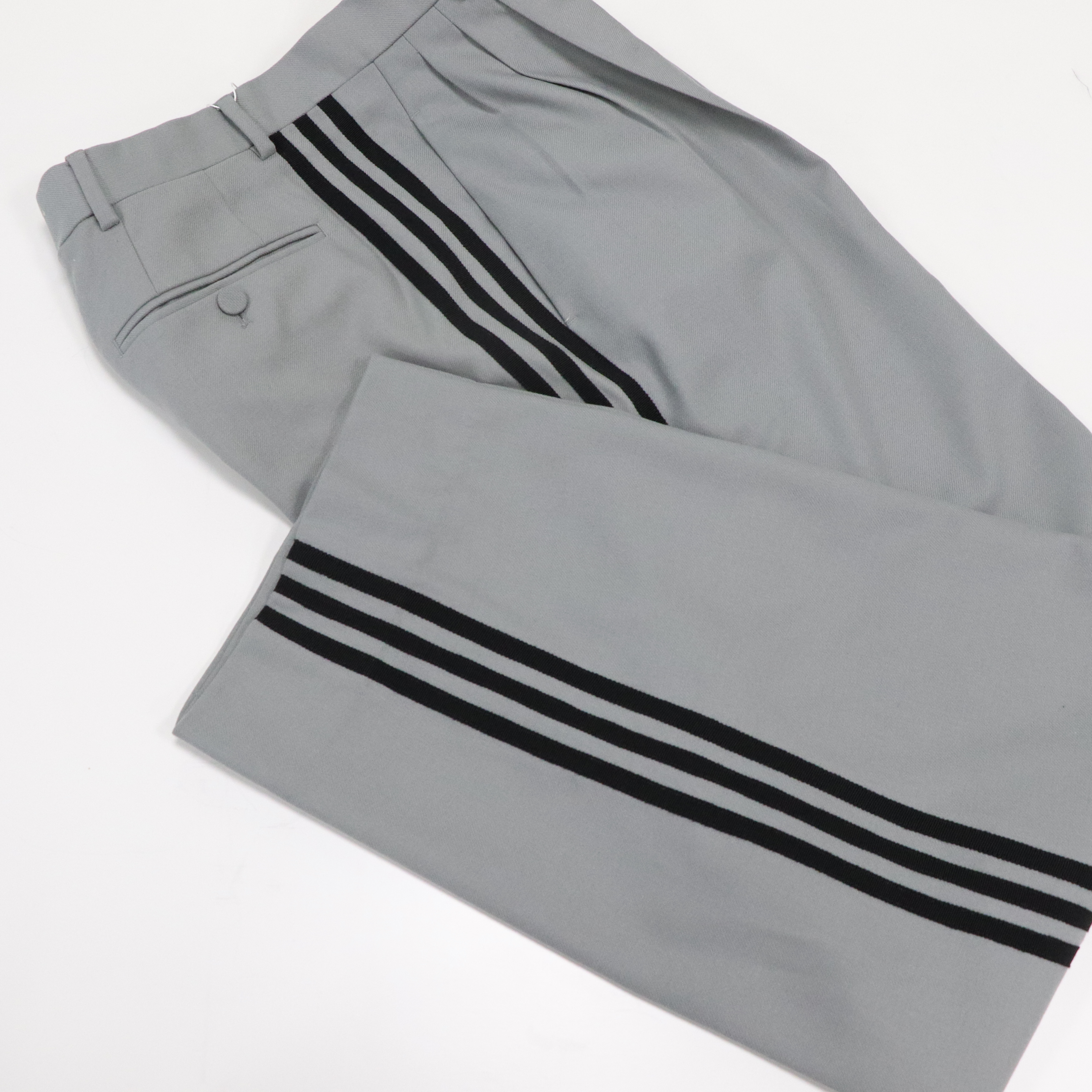 GUCCI x ADIDAS 灰色 羊毛 運動 三葉草條紋 西裝長褲 720173 ZAD94-7