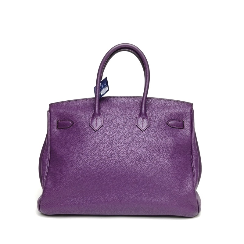HERMES Birkin35極度紫Togo皮框P銀扣肩背包-2