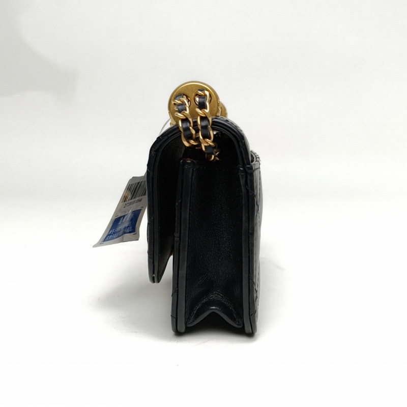 CHANEL 雙金珠mini吸扣woc黑色牛皮金扣雙金珠肩背包-1