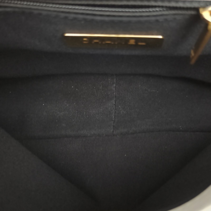 CHANEL 19BAG口蓋包小號白色羊皮晶片金銀扣肩背包-5
