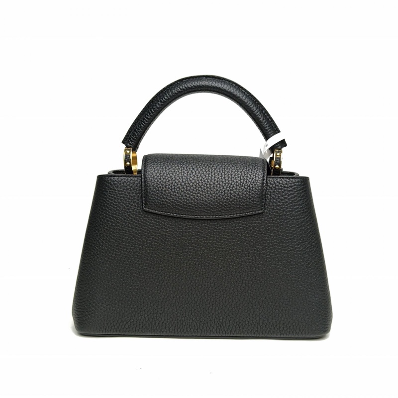 LOUIS VUITTON CapucinesBB黑色牛皮晶片花朵吊墜肩背包-2