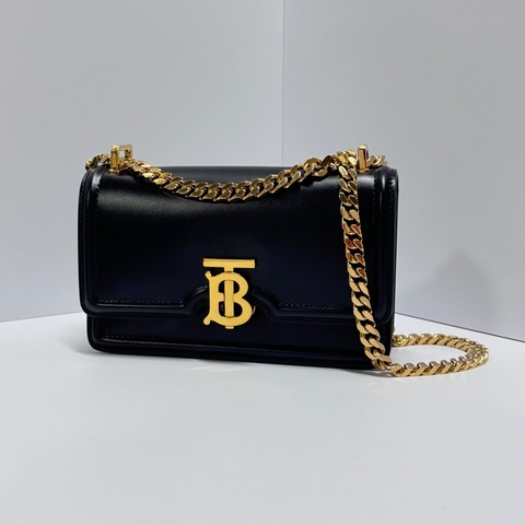 （極新🎁） Burberry 巴寶莉 全牛皮 黑金斜背包 【專櫃價85,000】