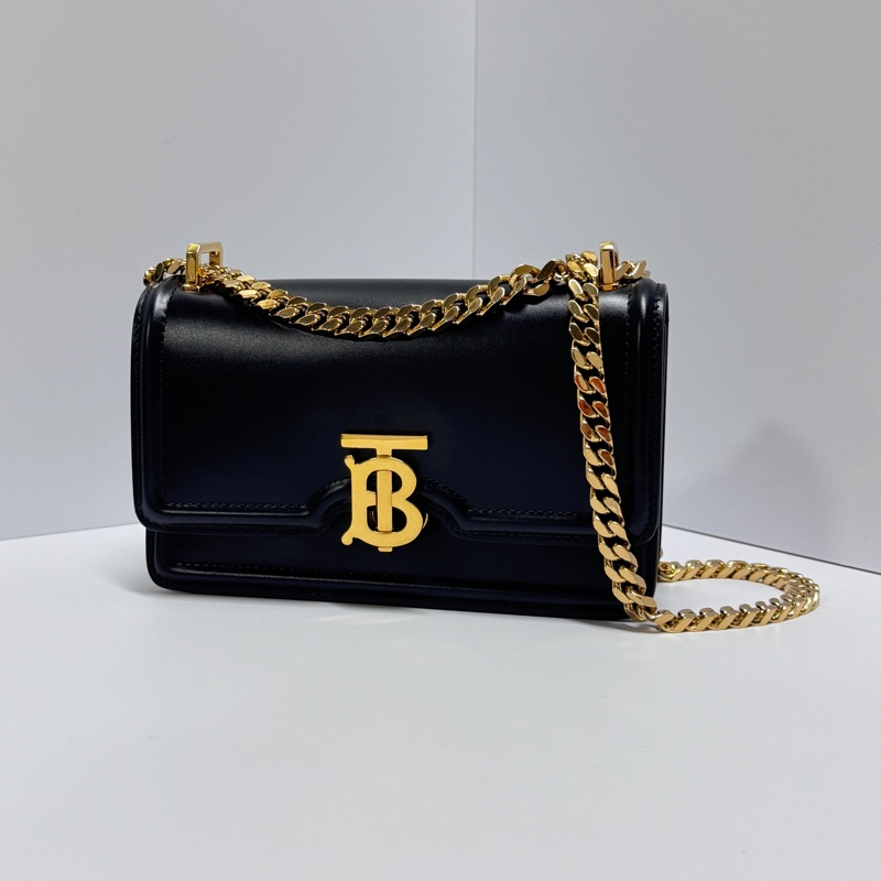 (極新🎁) Burberry 巴寶莉 全牛皮 黑金斜背包 【專櫃價85,000】-0